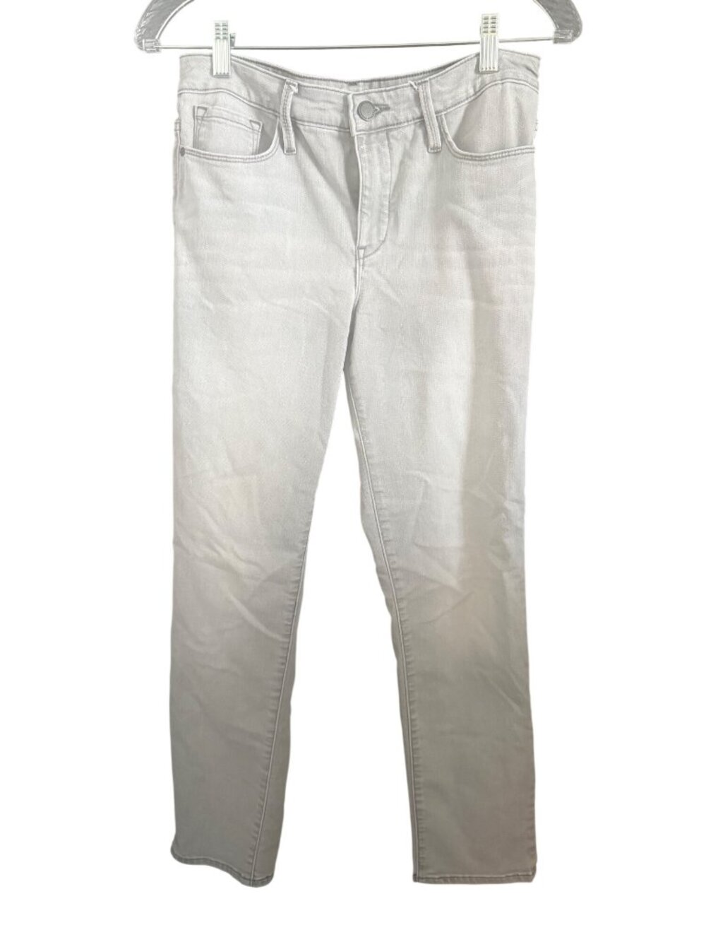 Athleta Womens Gray Straight-Leg High-Rise Stretch Jeans Size 8 Tall